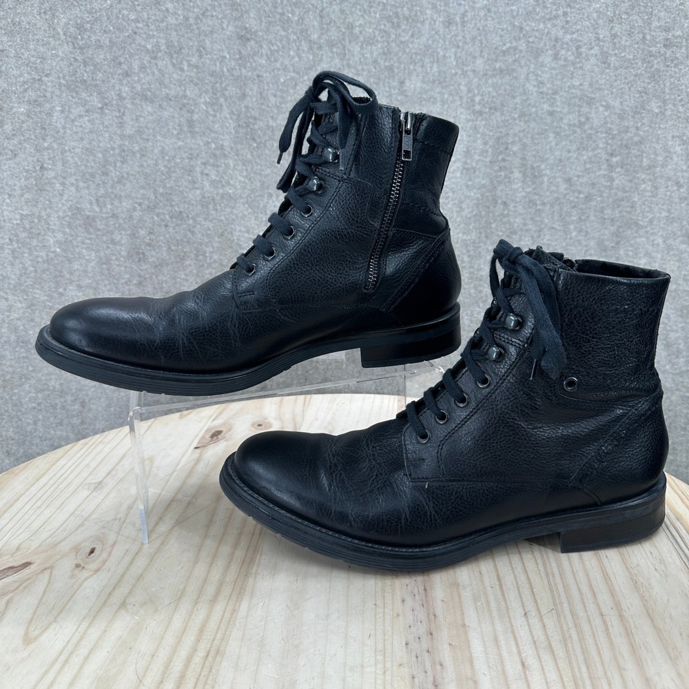 GBX Combat Boots Mens 8.5 Black Leather Side Zip Lace Up Motorcycle